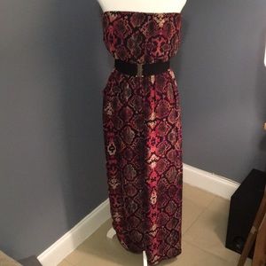 Snake print strapless jumpsuit